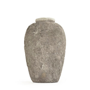 Zentique Distressed grey vase with hand‑distressed patina, polyresin sculpted silhouette for rustic modern décor W11 x H17 x D11 8383L A717