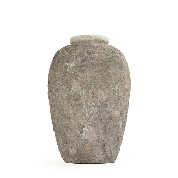 Zentique Distressed grey vase with hand‑distressed patina, polyresin sculpted silhouette for rustic modern décor W11 x H17 x D11 8383L A717
