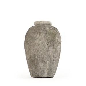 Zentique Distressed grey vase with hand‑distressed patina, polyresin sculpted silhouette for rustic modern décor W9 x H13 x D9 8383S A717