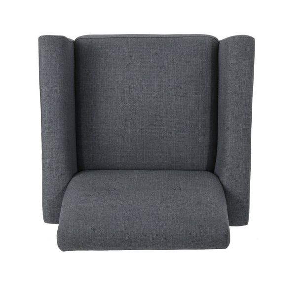 English Elm Christopher Knight Home® - CLUB Vintage-Inspired Fabric Club Chair with Nailhead Trim & Scroll Arms, Birch Legs, Contemporary Comfort DARK GREY 31.5 L x 27.75 W x 18.5 H 60848.00DGY