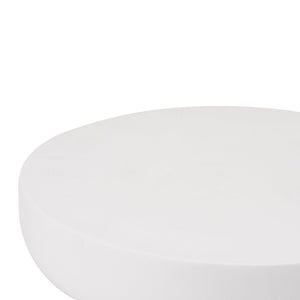 English Elm Outdoor Mgo Round Side Table Weatherproof Matte White Patio or Living Room Accent N772P374362W