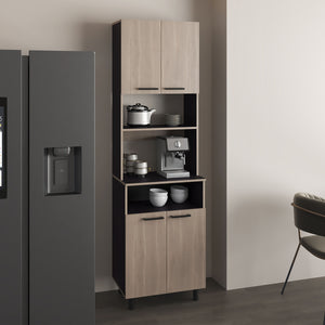 English Elm Otomo Dual-Tone Pantry Cabinet with 5 Shelves & 4 Doors, Coffee Station Shelf, Tall MDF Storage B200P335367
