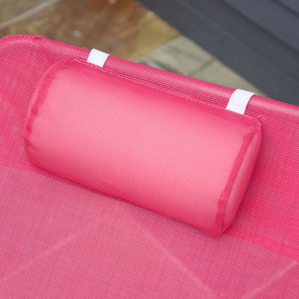 English Elm Outsunny Folding Chaise Lounge Chair - Breathable Mesh, Adjustable Recline, Lightweight & Stylish Pink W2225P249607-GIGA