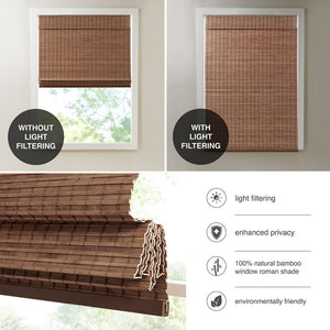 English Elm Bamboo Light Filtering Roman Shade 64"L - Eco-Friendly, Privacy Enhancing, Easy Install Window Treatment B035129696