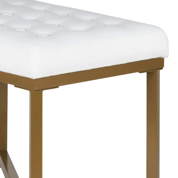 English Elm Metal X-base Bench Tufted Navy Velvet Seat Gold Frame Bedroom Entryway Glam White+Gold B056P417120