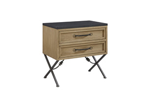English Elm 2 Drawer Nightstand Cashew Finish with Felt Cedar Lining and Usb Charging Port B2699P440895
