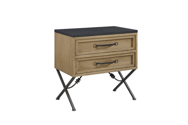 English Elm 2 Drawer Nightstand Cashew Finish with Felt Cedar Lining and Usb Charging Port B2699P440895