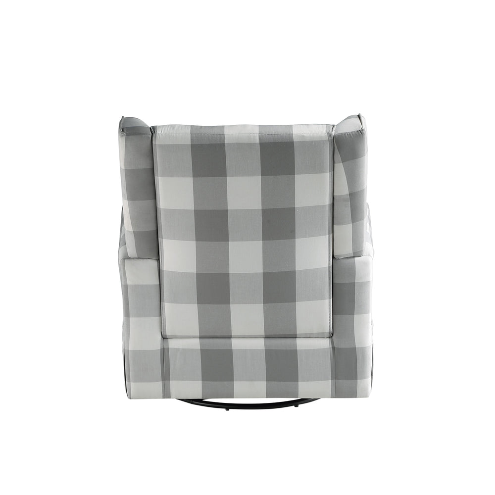 English Elm Fabric Lattice Swivel Glider Chair with Removable Seat and Side Storage Pockets for Cozy Relaxation Grey B016P324090