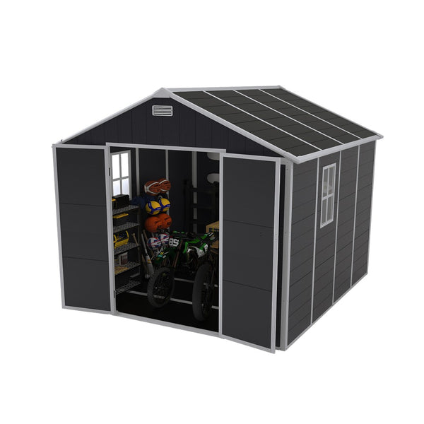 English Elm Campcraft 8x8 Ft Resin Storage Shed Thick Pp Panels Lockable Door Uv Resistant Outdoor W1598S00024