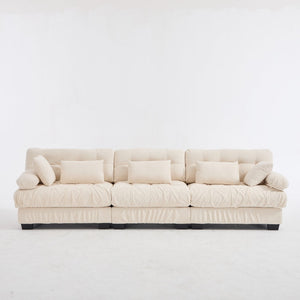 English Elm Modular Cloud Sectional Sofa Flannelette Deep Seat Couch for Living Room with Pillows Beige W2120S00033
