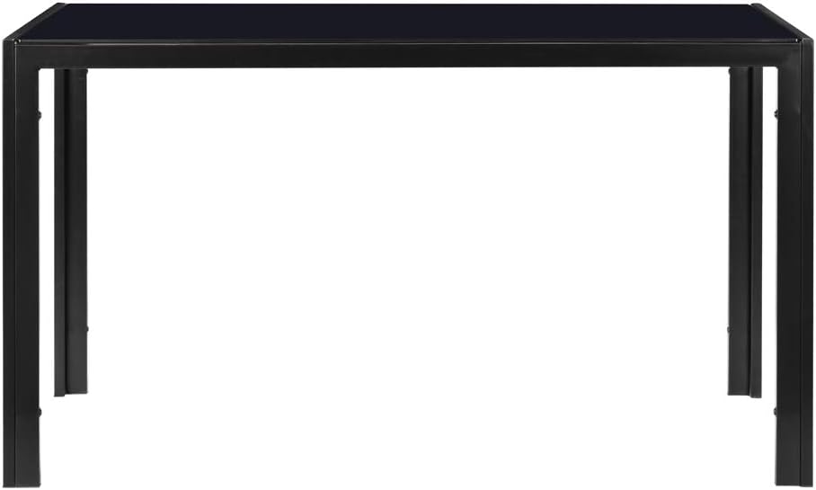 English Elm DINING Glass Top Black Metal Dining Table for 4 - Modern Rectangular 47" x 27.5" Durable Steel Frame W515P248106
