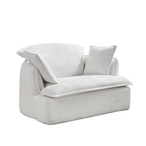 English Elm Convertible Compressed Sofa Chair Ottoman Corduroy Fold-Out Recliner for Small Spaces Dorm Apartments Beige W1036P251805