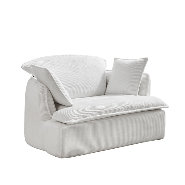 English Elm Convertible Compressed Sofa Chair Ottoman Corduroy Fold-Out Recliner for Small Spaces Dorm Apartments Beige W1036P251805