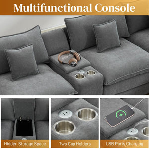 English Elm 145-inch Seven Piece Modular Cloud Sofa with Woolen Upholstery for Spacious Living W2564S00040
