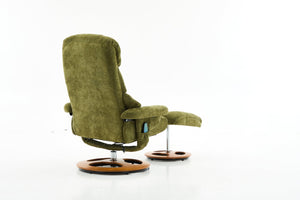 English Elm 069dr-ergonomic Swivel Recliner with Massage Heating Chenille Wingback Lounge Chair Green W527S00011