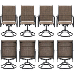 English Elm Outdoor Swivel Patio Dining Chairs Textilene Woven Set for Backyard Entertaining Brown T3623P433699