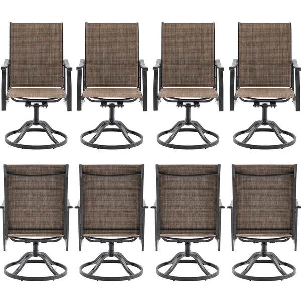 English Elm Outdoor Swivel Patio Dining Chairs Textilene Woven Set for Backyard Entertaining Brown T3623P433699