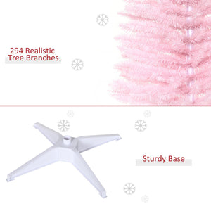 English Elm Homcom 5' Pink Artificial Pencil Christmas Tree With 294 Realistic Tips – Perfect For Small Spaces! W2225P229769