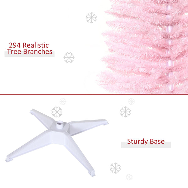 English Elm Homcom 5' Pink Artificial Pencil Christmas Tree With 294 Realistic Tips – Perfect For Small Spaces! W2225P229769