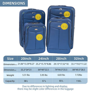 English Elm (20+24+28+32) Four-piece Dobby Fabric Luggage Set Expandable Upright Suitcases for Travel W2710P306157