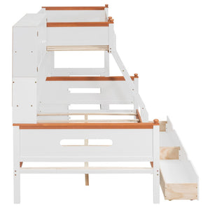 English Elm Twin Over Full Wooden Bunk Bed With Desk, Storage Drawers, Shelves & Led Lights - Stylish & Functional N820S00064K-GIGA