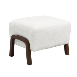 English Elm Christopher Knight Home® - Upholstered Ottoman With Wooden Legs In White Boucle - Modern, Versatile Accent For Any Room N757P303227W