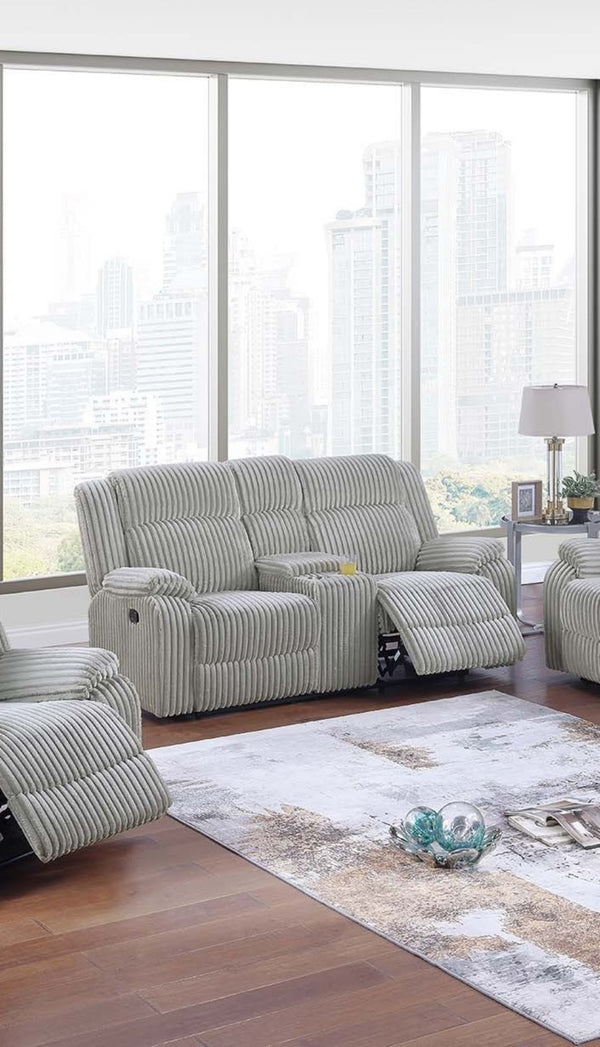 English Elm Motion Sofa Set - Cozy 3-Piece Reclining Loveseat, Sofa & Chair In Ash Corduroy For Modern Living Rooms B011S01732