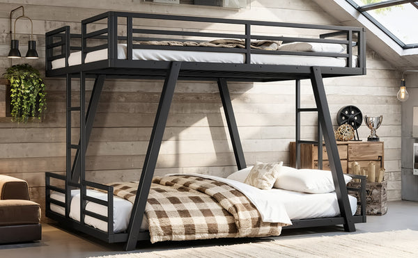 English Elm Twin Over Metal Bunk Bed with Led Lights Usb Ports Drawers and Sofa Conversion W5305S00054