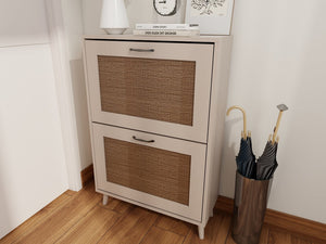 English Elm 2-Tier Shoe Rack Antique Grey - Stable Engineered Wood Entryway Organizer, Open Design Holds 12 Pairs, Space-Saving Durable Storage Solution W2139P306372