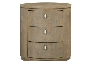 English Elm Oval Nightstand Toffee - Solid Wood MDF 3-Drawer Soft-Close USB Ports Cedar & Felt Lined Elegance B2699P323470