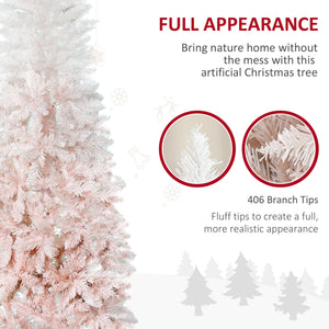 English Elm Homcom 6' Slim Pencil Fir Artificial Christmas Tree In Pink & White – Realistic, Easy Setup, Space-Saving! W2225P229613