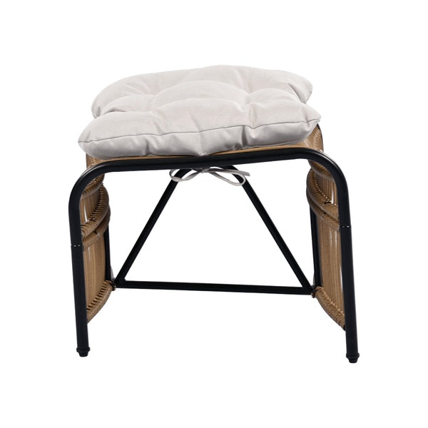 English Elm Christopher Knight Home® - 3 Piece Wicker Patio Set with Cloud-Like Cushions, Acacia Top Table, Rust-Resistant Steel Frame Beige,Black+Natural N780P209442N