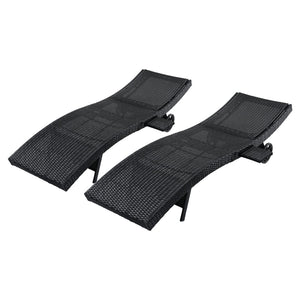 English Elm K&k Outdoor Wicker Reclining Chaise Set 2 Piece with Pull Out Tray Rolling Wheels Black N707P395515B