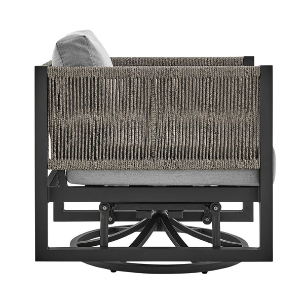 English Elm Mareike Outdoor Swivel Glider Chair Rust Proof Aluminum Frame Patio Lounge Seating Gray B2736P464906