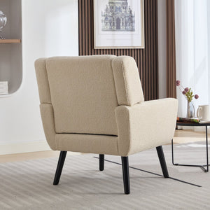 English Elm Modern Pu Leather Ergonomic Accent Chair with Padded Arms and Matte Black Legs White W676P172468
