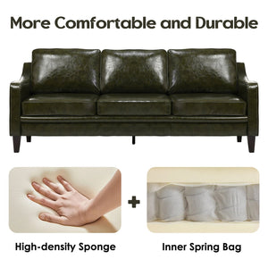 English Elm 78.75'' Slipcovered Faux Leather Sofa with High-Density Foam, Solid Wood Frame, Easy-Clean Finish Green T3623P411309