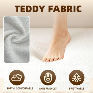 English Elm Modern Full Size Folding Sofa Bed with Teddy Fabric, Foam-Filled 15" Sleeper, 2 Pillows, No Assembly Required Beige+White W1885P272259