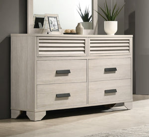 English Elm 1pc Modern 9-Drawer Dresser with Round Knobs, Gunmetal Wood-Pattern Finish, Stylish Bedroom Storage Beige 63.9 L x 19.02 W x 38.39 H B2741P346329