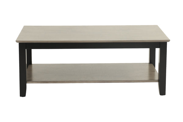 English Elm Gray Modern Two-Tone 47" Coffee Table with Walnut Veneer Top, Solid Rubberwood Legs & Shelf Storage B011P396179