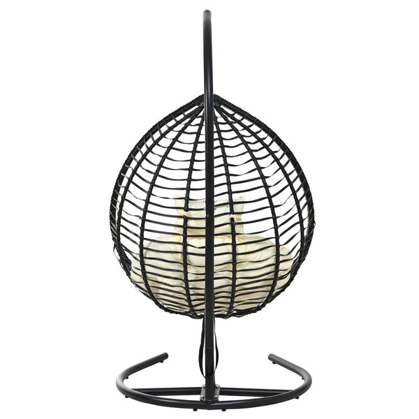English Elm U_style Wicker Egg Swing Chair with Iron Stand Foldable Hanging Seat for Porch Balcony N711P389502A