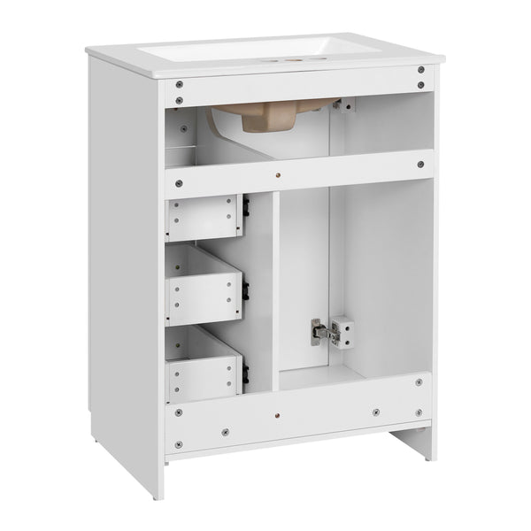 English Elm 24" Modern Bathroom Vanity With Integrated Sink, Soft-Close Drawers, Stylish Gold Hardware Finish N710P341038K