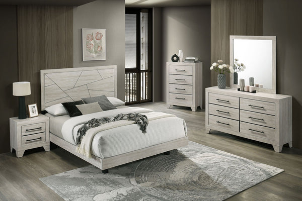English Elm Light Gray Contemporary Nightstand Solid Rubberwood Dovetail Drawer Bedroom Storage B2741P431082