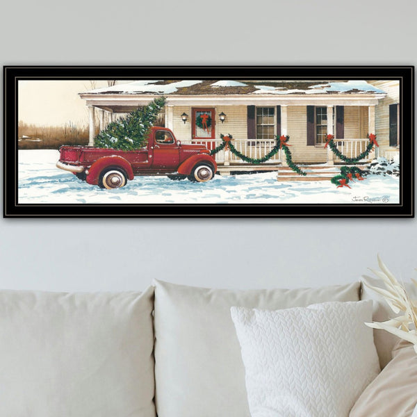 English Elm Trendy Decor 4u John Rossini Christmas Winter Scene Black Framed Print Wall Art B067P256646