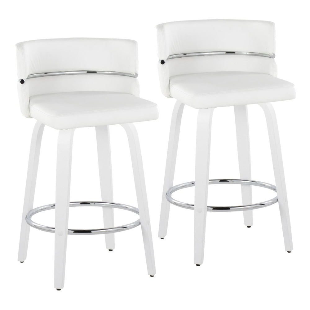English Elm Fixed-height Swivel Counterstools Faux Leather Seat Chrome Footrest Kitchen Island Set B202S01801