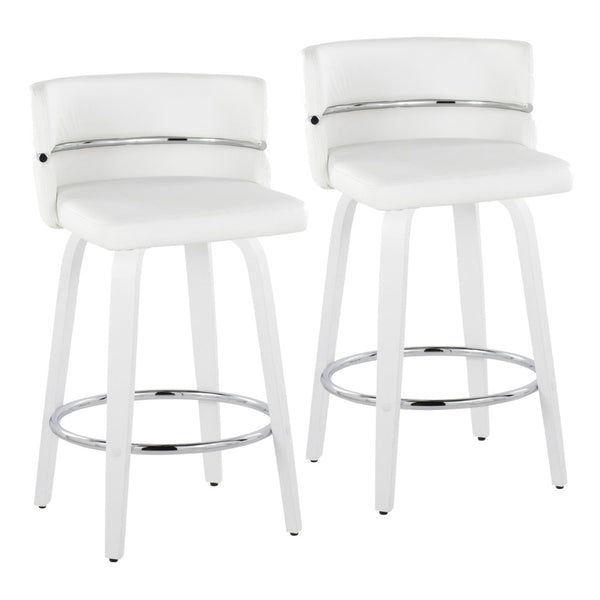 English Elm Fixed-height Swivel Counterstools Faux Leather Seat Chrome Footrest Kitchen Island Set B202S01801