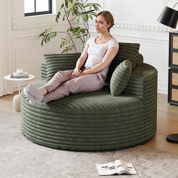 English Elm 50''L Plush Corduroy Sponge Single Sofa Bed with No Assembly, Fluffy Modern Sleeper for Living Areas Green W834P337416