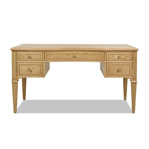 English Elm Jennifer Taylor Home - Dauphin Gold Accent Executive Desk - Natural Ash Wood, 5 Drawers, Premium Quality & Easy Setup B2719P238477