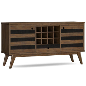 English Elm Clarkson Solid Acacia Sideboard with Wine Rack Mid-century Dining Storage Cabinet B136P439020