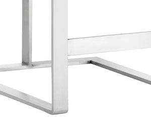 Sunpan Dean Bar Stool with Exposed Brass Frame and Luxurious Bonded Leather for Stylish Spaces Stainless Steel / Cantina Magnetite