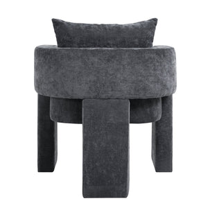 English Elm Modern Chenille 3-Leg Dining Chair with Ergonomic Arms and Removable Pillow, Supportive Comfy Accent Seating for Small Spaces Grey 31.5 L x 27.76 W x 15.16 H W1716P280599